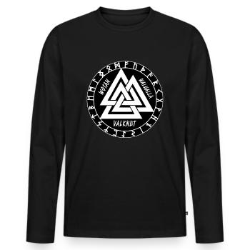 Wotan Walhalla Valknut - Männer Premium Bio Langarmshirt - Schwarz - Vorne - Nico (187cm)