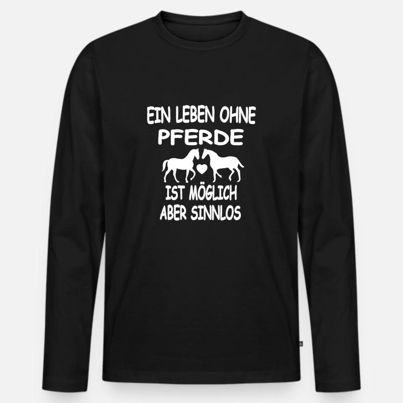 Pferd - Männer Premium Bio Langarmshirt - Schwarz