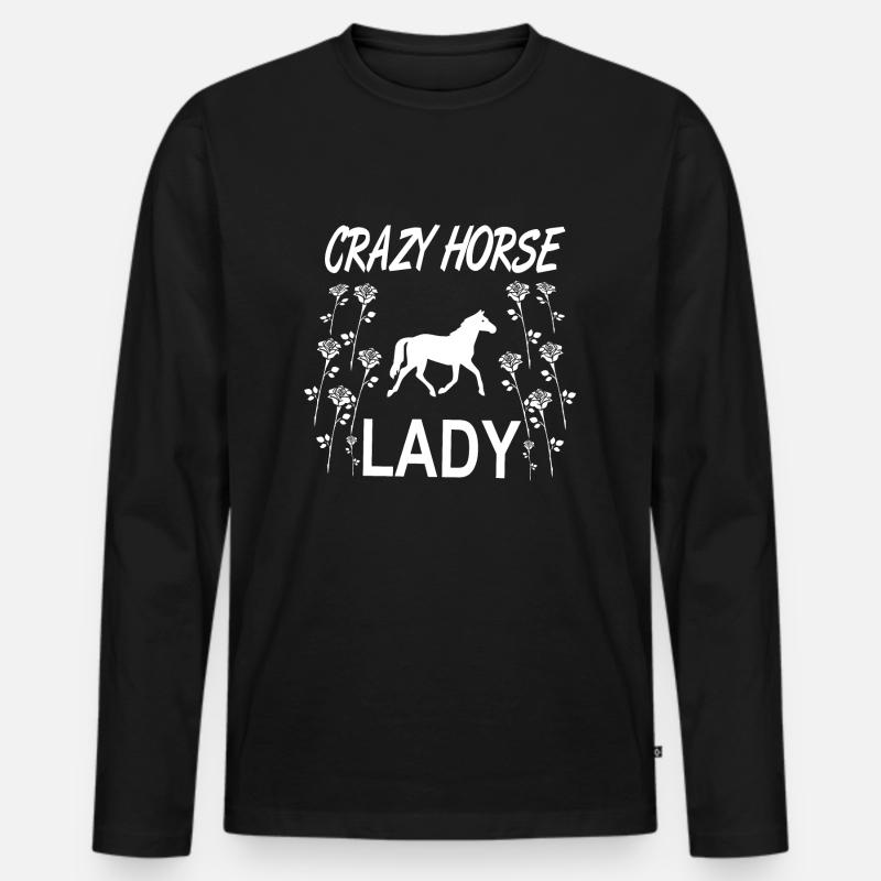 Pferd - Männer Premium Bio Langarmshirt - Schwarz