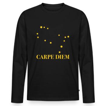 Carpe Diem nutze den Tag Sternbild Zwilling Gemini - Männer Premium Bio Langarmshirt - Schwarz - Vorne - Nico (187cm)