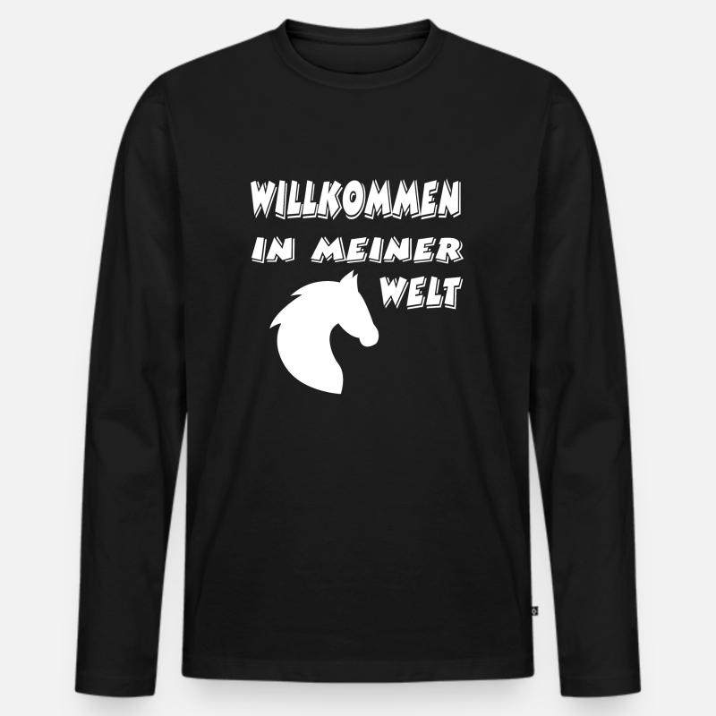 Pferd - Männer Premium Bio Langarmshirt - Schwarz