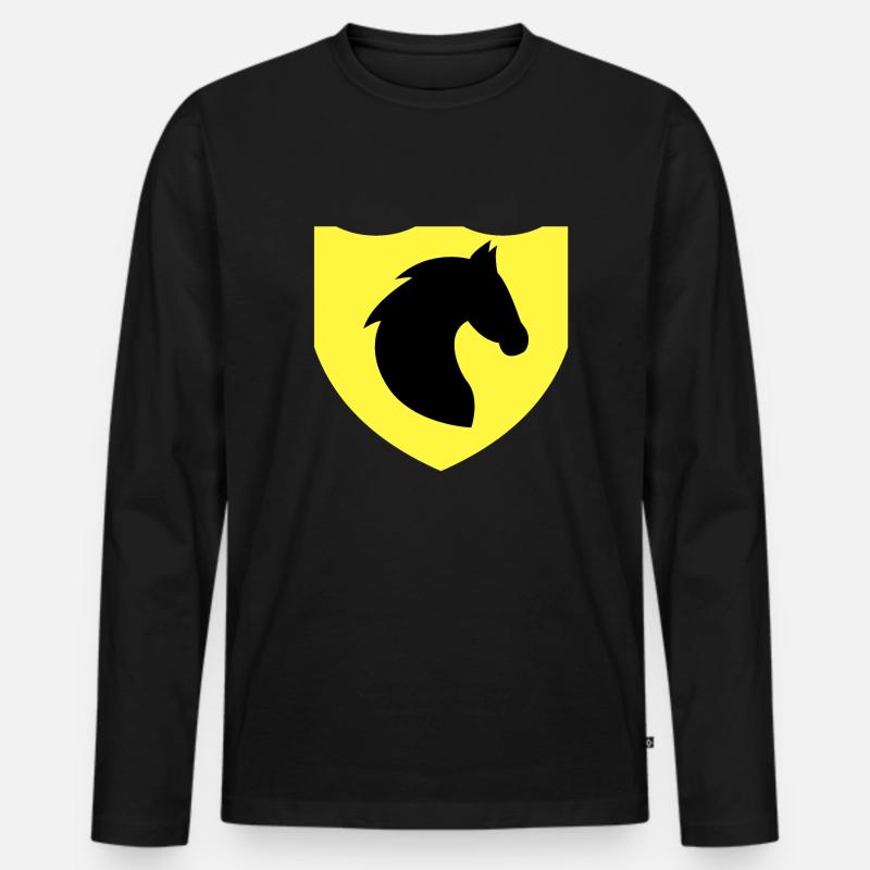 Pferd - Männer Premium Bio Langarmshirt - Schwarz
