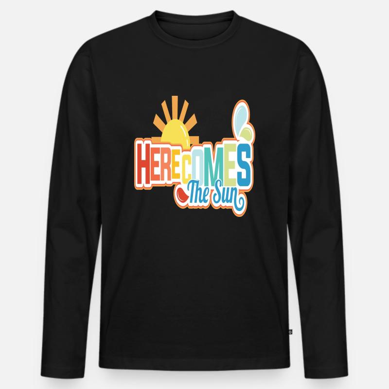 Here comes the Sun - Männer Premium Bio Langarmshirt - Schwarz