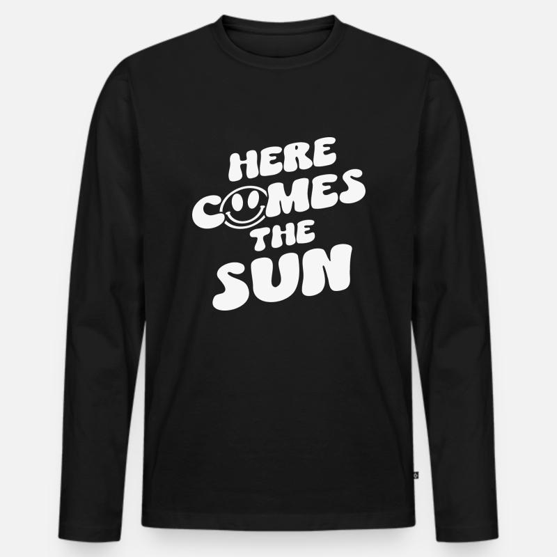 Here comes the Sun - Männer Premium Bio Langarmshirt - Schwarz