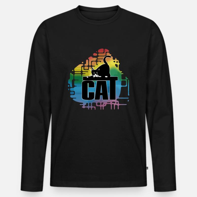 Katze - Männer Premium Bio Langarmshirt - Schwarz