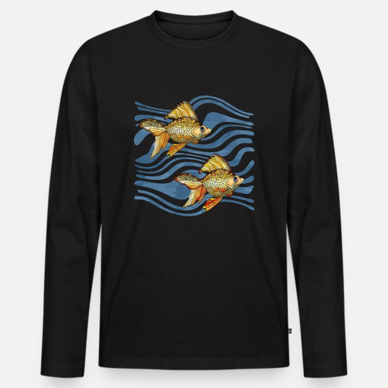 Fische - Männer Premium Bio Langarmshirt - Schwarz