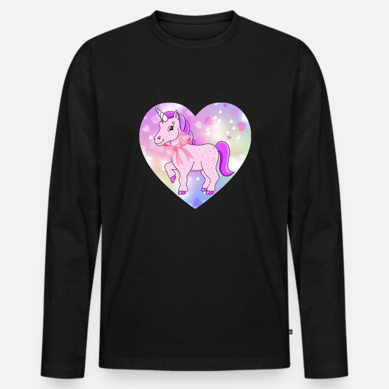 Einhorn - Männer Premium Bio Langarmshirt - Schwarz
