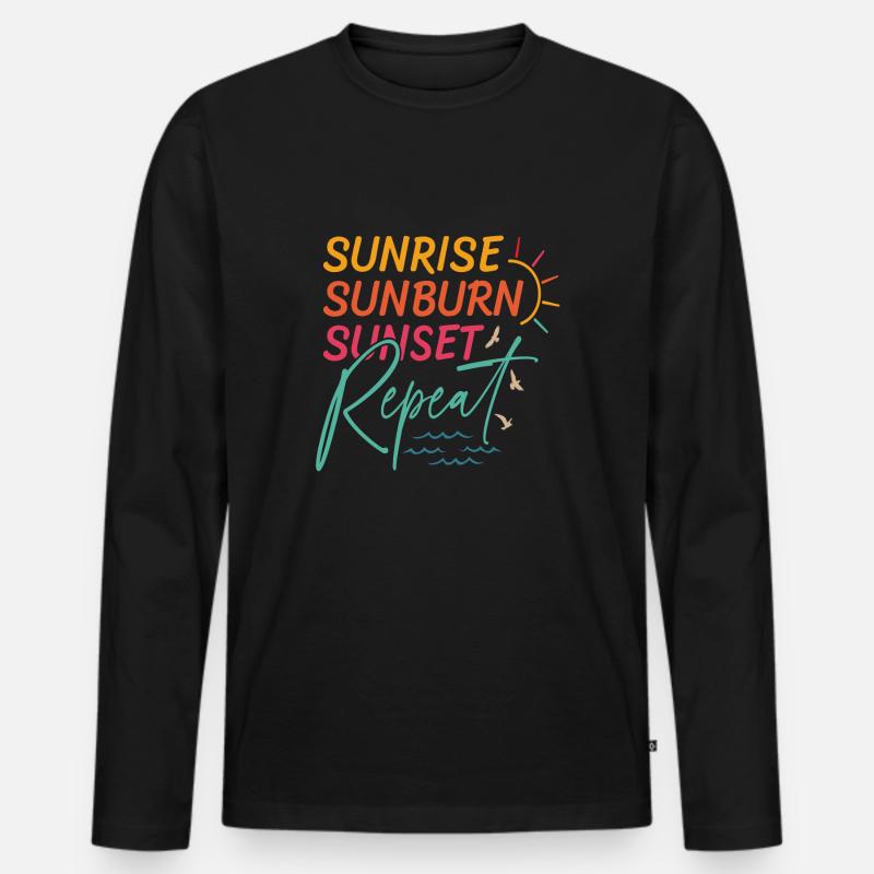 Sunrise Sunburn Sunset Repeat - Männer Premium Bio Langarmshirt - Schwarz