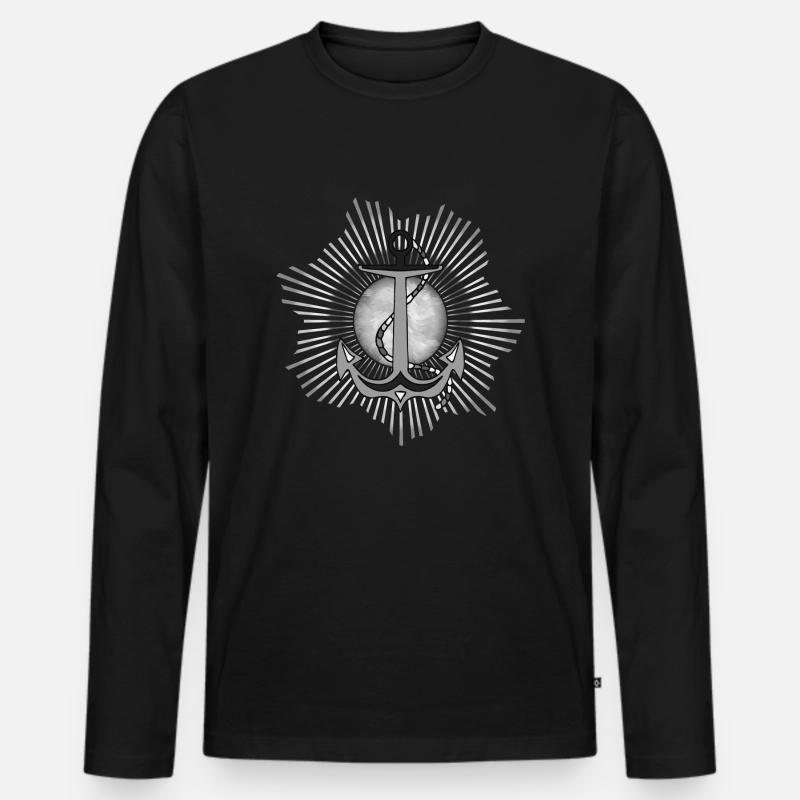 Anker - Männer Premium Bio Langarmshirt - Schwarz