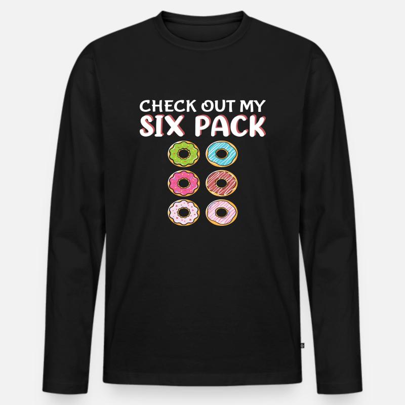 Check out my Six Pack - Männer Premium Bio Langarmshirt - Schwarz