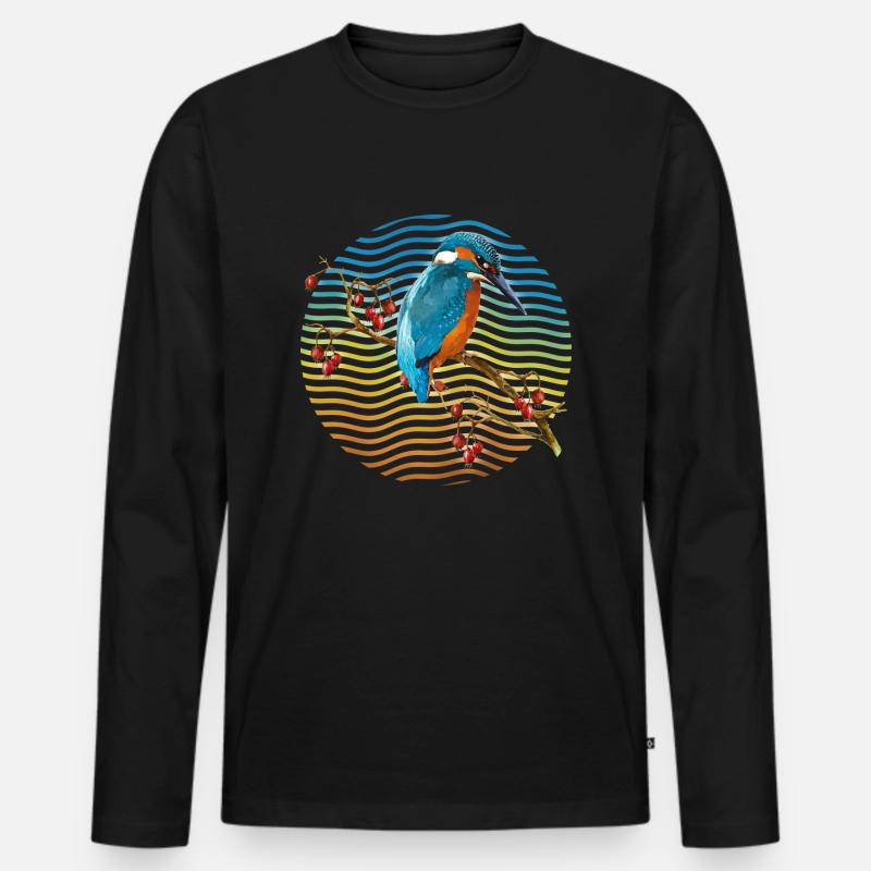 Bunter Vogel - Männer Premium Bio Langarmshirt - Schwarz