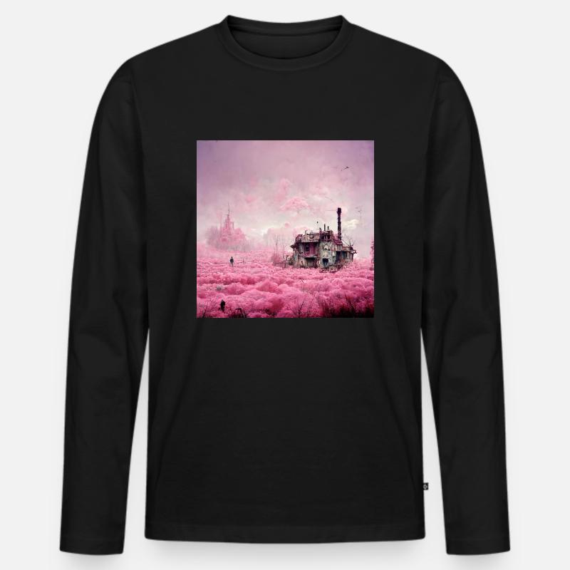 Postapokalyptisches rosa Wunderland - Männer Premium Bio Langarmshirt - Schwarz