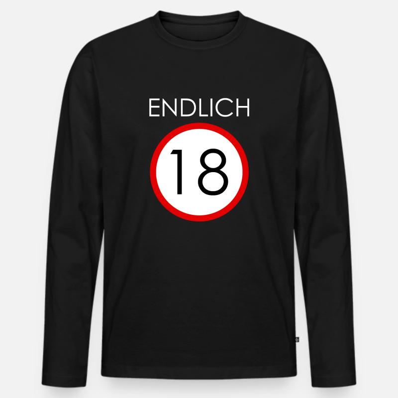 ENDLICH 18 - Männer Premium Bio Langarmshirt - Schwarz