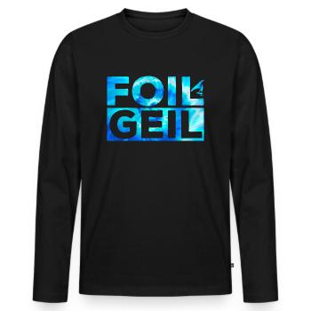 Wing Foiling Surf Surfing Surfer Foil Geil - Männer Premium Bio Langarmshirt - Schwarz - Vorne - Nico (187cm)
