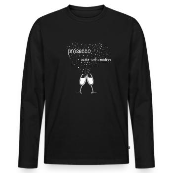 Prosecco – Water with emotion – Sparkling wine in glasses - Men's Premium Organic Long Sleeve Shirt - black - Front - Nico (187cm)