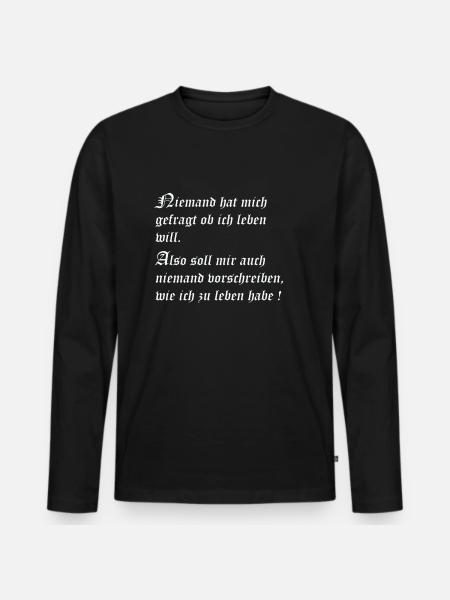 Leben - Männer Premium Bio Langarmshirt - Schwarz