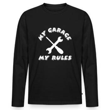 Garage - T-shirt manches longues Premium bio Homme - noir - Devant - Nico (187cm)