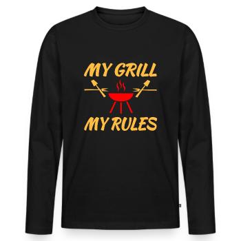 Griller - T-shirt manches longues Premium bio Homme - noir - Devant - Nico (187cm)