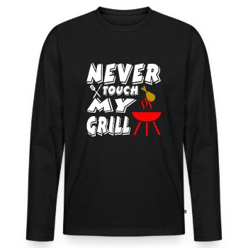 Griller - T-shirt manches longues Premium bio Homme - noir - Devant - Nico (187cm)