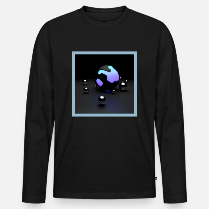 Illuminated Balls Quadratisch - Männer Premium Bio Langarmshirt - Schwarz
