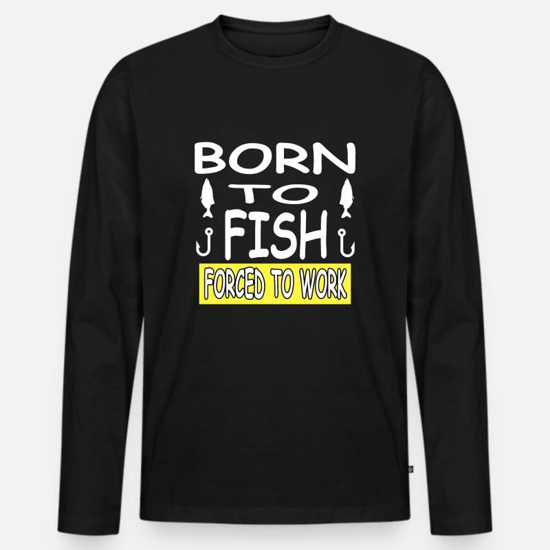 Angeln - Männer Premium Bio Langarmshirt - Schwarz