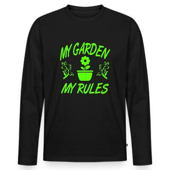 Garten - Männer Premium Bio Langarmshirt - Schwarz - Vorne - Nico (187cm)