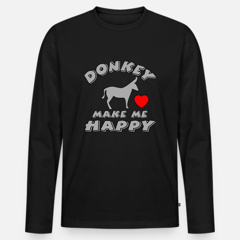 Esel - Männer Premium Bio Langarmshirt - Schwarz