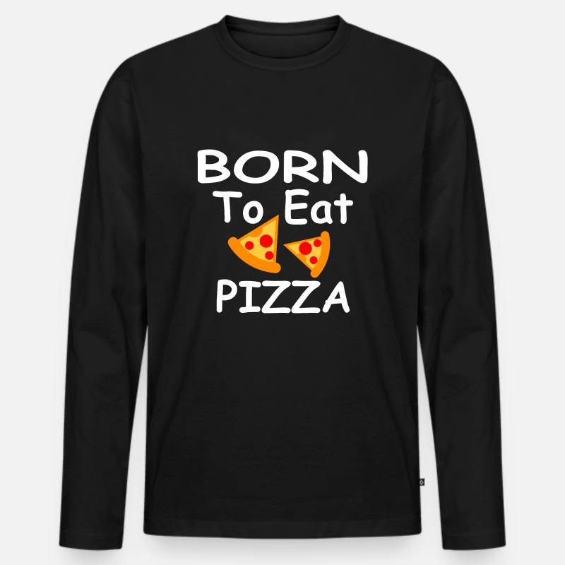 Pizza - Männer Premium Bio Langarmshirt - Schwarz
