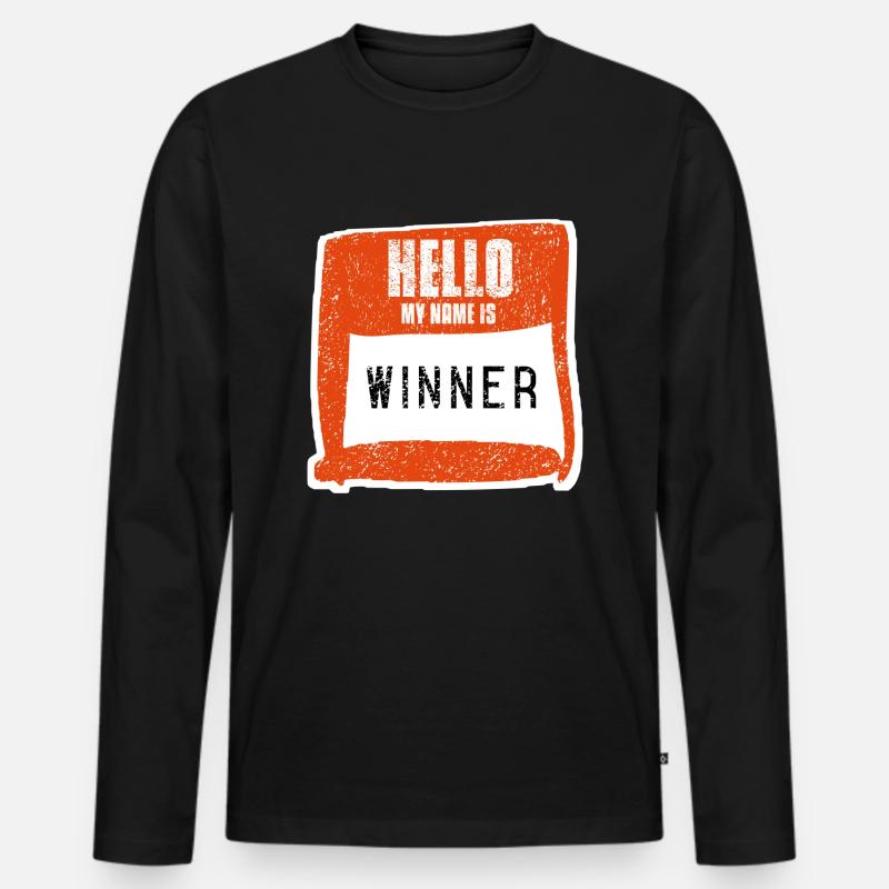 Gewinner - Sieger - Männer Premium Bio Langarmshirt - Schwarz