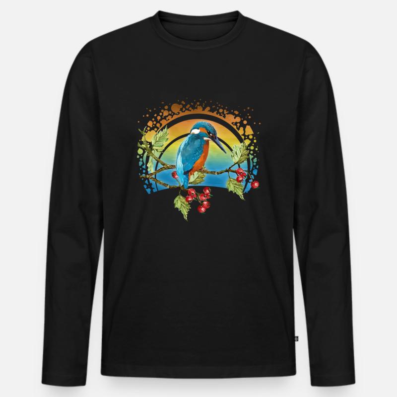 Bunter Vogel - Männer Premium Bio Langarmshirt - Schwarz