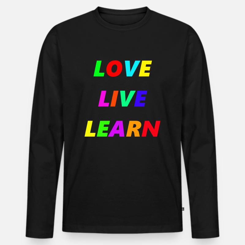 LOVE LIVE LEARN - Männer Premium Bio Langarmshirt - Schwarz