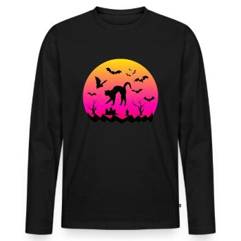 Sunset Cemetery - Halloween - Männer Premium Bio Langarmshirt - Schwarz - Vorne - Nico (187cm)
