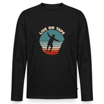 Slackline - Silhouette - Live on Tape Slogan - T-shirt manches longues Premium bio Homme - noir - Devant - Nico (187cm)