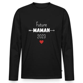 Future maman 2023 - T-shirt manches longues Premium bio Homme - noir - Devant - Nico (187cm)