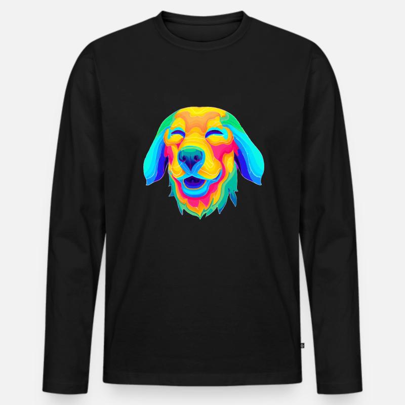 Psychedelischer Hund - Männer Premium Bio Langarmshirt - Schwarz