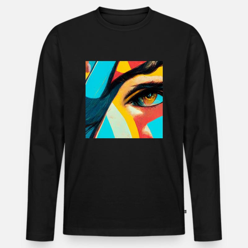 Comic Pop Art - Männer Premium Bio Langarmshirt - Schwarz
