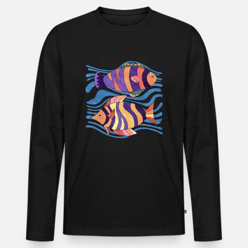 Fische - Männer Premium Bio Langarmshirt - Schwarz