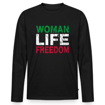 Woman Life Freedom Iran - Men's Premium Organic Long Sleeve Shirt - black - Front - Nico (187cm)