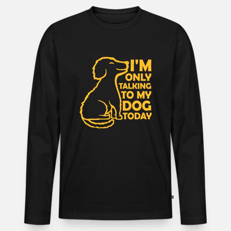 only talking to dog - Männer Premium Bio Langarmshirt - Schwarz