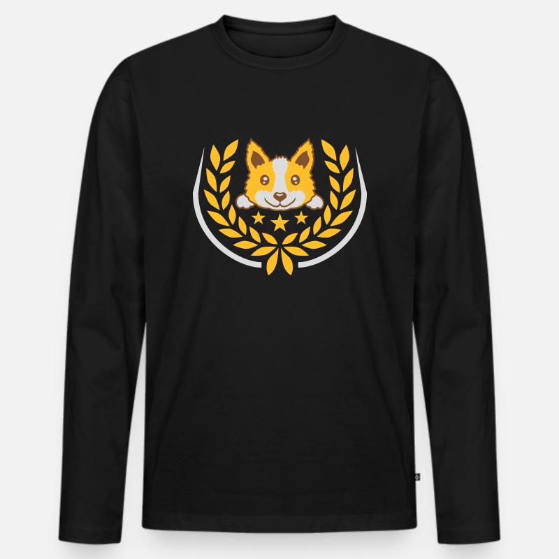 Lorbeerkranz süßer Hund Design - Männer Premium Bio Langarmshirt - Schwarz