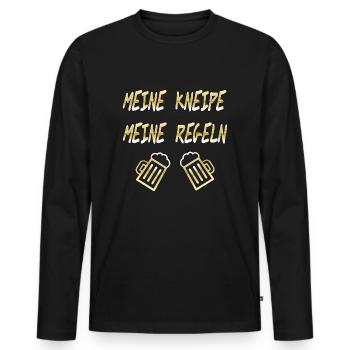 Kneipe - Männer Premium Bio Langarmshirt - Schwarz - Vorne - Nico (187cm)
