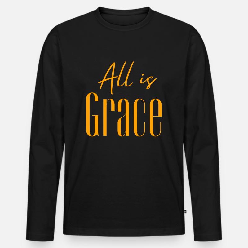 Alles ist Gnade (Sonnengelb) - Röm/3:23 - Männer Premium Bio Langarmshirt - Schwarz