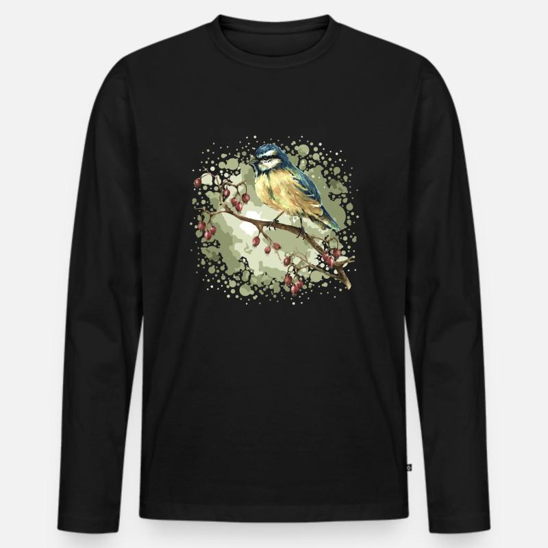 Bunter Vogel - Männer Premium Bio Langarmshirt - Schwarz