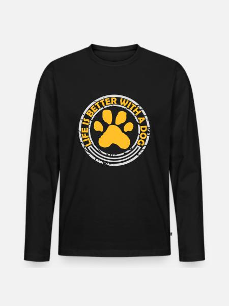 better with a dog - Men's Premium Organic Long Sleeve Shirt - black