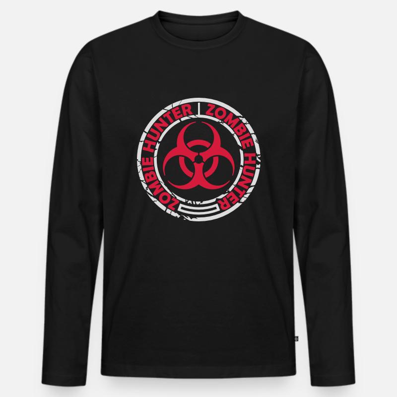 zombie hunter Halloween Zitat - Männer Premium Bio Langarmshirt - Schwarz