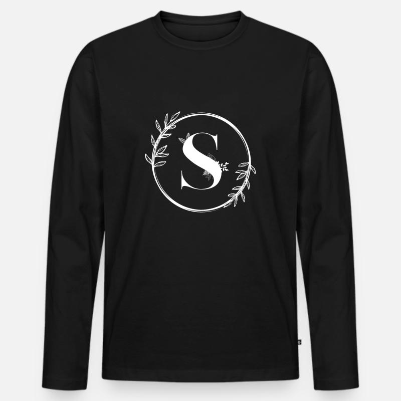 Blumenbuchstabe S - Männer Premium Bio Langarmshirt - Schwarz