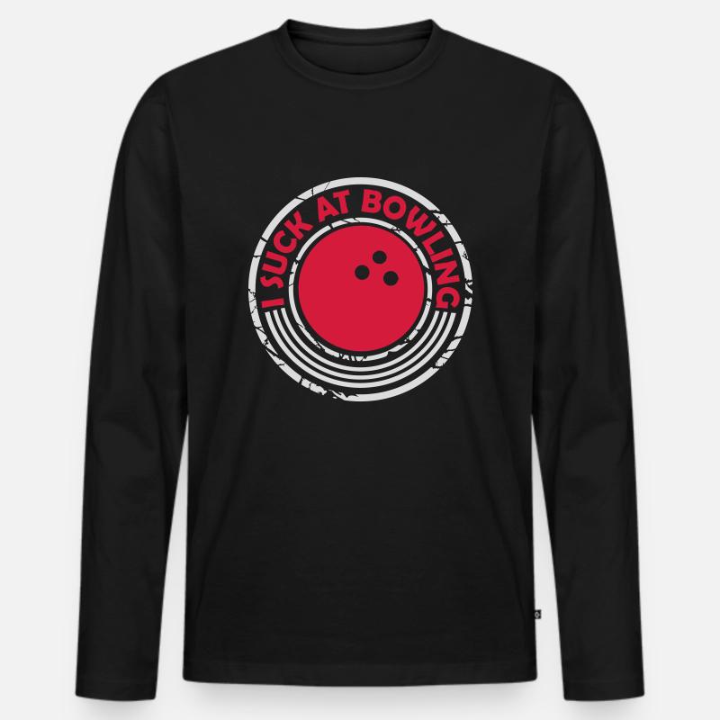 I suck at bowling - Männer Premium Bio Langarmshirt - Schwarz