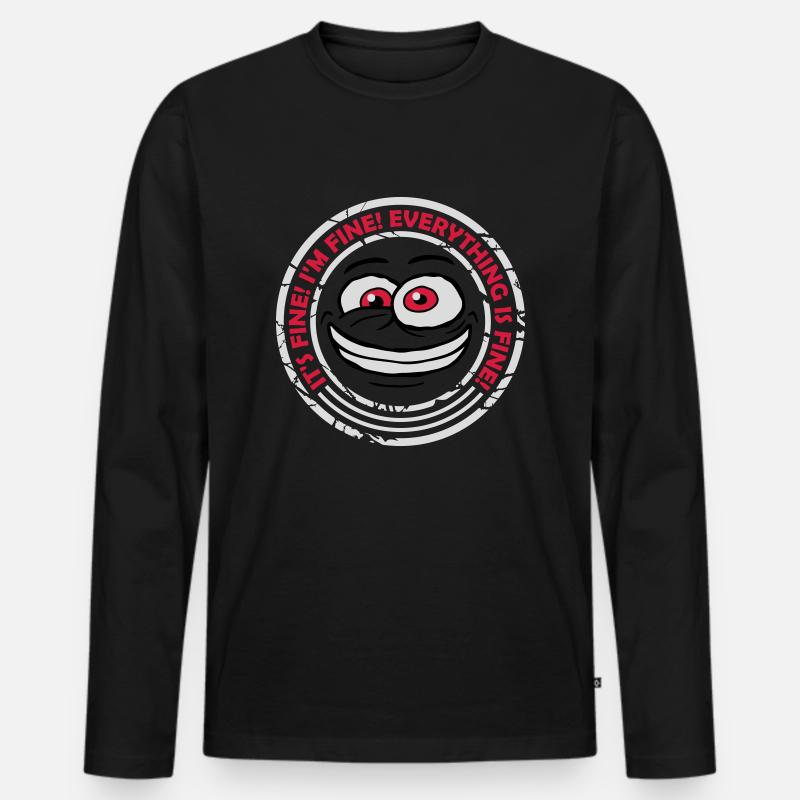 everything is fine Zitat - Männer Premium Bio Langarmshirt - Schwarz