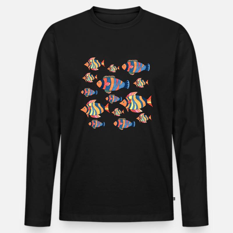 Fische - Männer Premium Bio Langarmshirt - Schwarz
