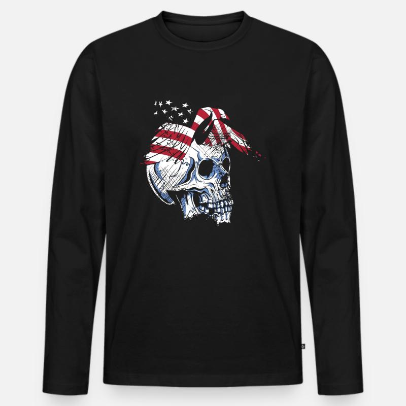 skull eagle - Männer Premium Bio Langarmshirt - Schwarz